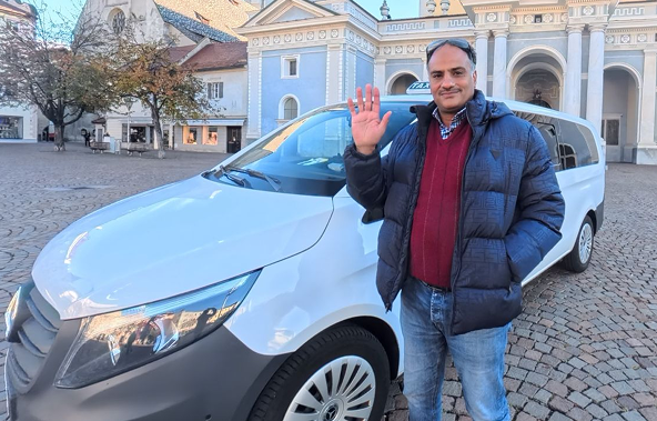 Driver with taxi